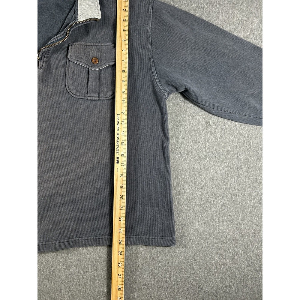 Orvis Men's Vintage 1/4 Zip Ribbed Cotton Pullover Sweater with Elbow Patch L - Picture 8 of 9